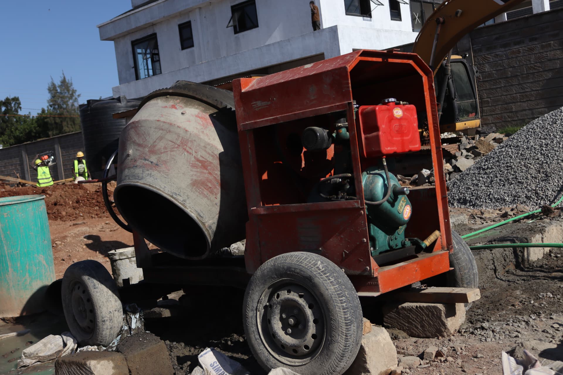 FIIDE diesel-driven concrete mixer on a site in Nairobi