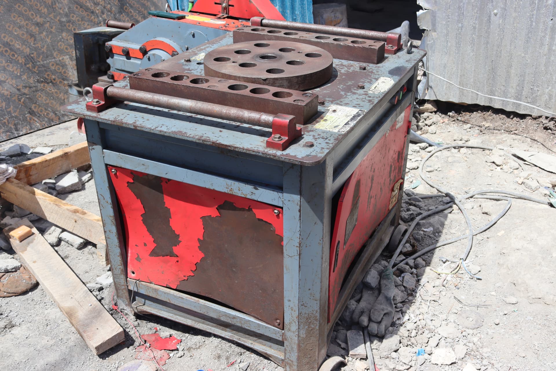 Steel bar bending machine at a FIIDE reinforcement yard